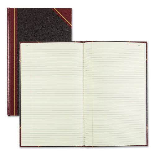 Image of National® 57131 Texthide Eye-Ease Record Book, Black/burgundy/gold Cover, 14.25 X 8.75 Sheets, 300 Sheets/book