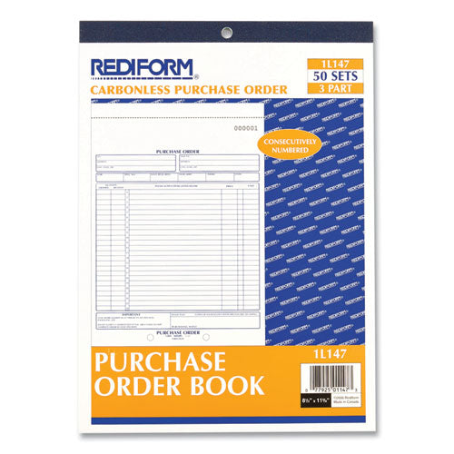 Image of Rediform® 1L147 Purchase Order Book, 17 Lines, Three-Part Carbonless, 8.5 x 11, 50 Forms Total