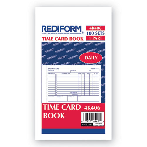 Image of Rediform® 4K406 Daily Employee Time Cards, Two Sides, 4.25 X 7, 100/pad