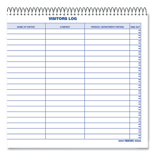 Image of Rediform® 9G620 Visitors Log Book, Blue/white/red Cover, 11 X 8.5 Sheets, 50 Sheets/book