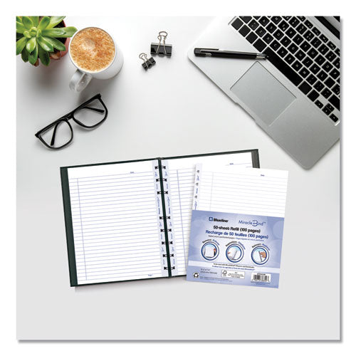 Image of Blueline® AFR9050R Ruled Paper Refill Sheets for all MiracleBind Notebooks and Planners, 9.25 x 7.25, White/Blue Sheets, Undated, 50/Pack