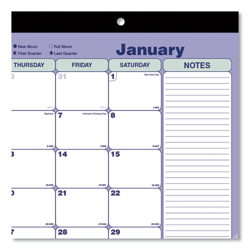 Image of Brownline® C181700 Monthly Desk Pad Calendar, 17.75 x 10.88, White/Blue/Green Sheets, Black Binding, Clear Corners, 12-Month (Jan to Dec): 2026