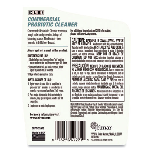 Image of CLR PRO® FMCPC326PRO Commercial Probiotic Cleaner, Lemon Scent, 32 Oz Spray Bottle, 6/carton