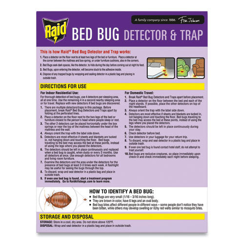 Image of Raid® 674798 Bed Bug Detector and Trap, 0.19 lb Trap, 8 Traps