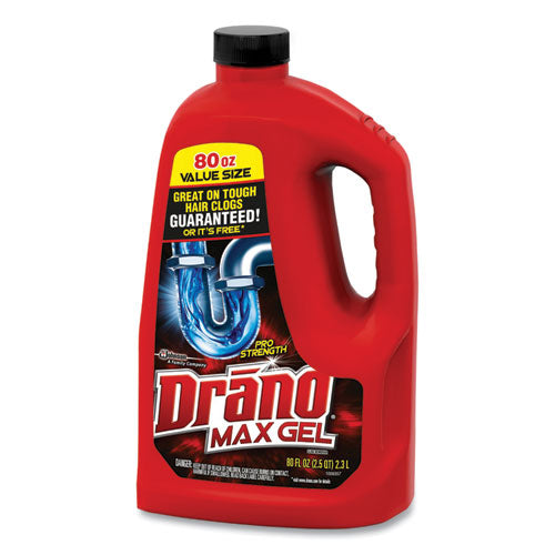 Image of Drano® 694772 Max Gel Clog Remover, Bleach Scent, 80 Oz Bottle, 6/carton