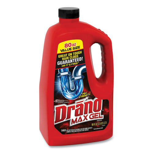 Image of Drano® 694772 Max Gel Clog Remover, Bleach Scent, 80 Oz Bottle, 6/carton