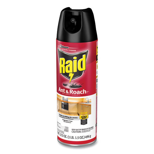 Image of Raid® 386210 Ant and Roach Killer, 17.5 oz Aerosol Spray, Fragrance-Free, 12/Carton