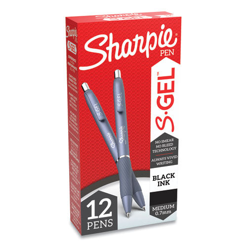 Image of Sharpie® S-Gel 2126232 S-Gel Fashion Barrel Gel Pen, Retractable, Medium 0.7 Mm, Black Ink, Frost Blue Barrel, Dozen