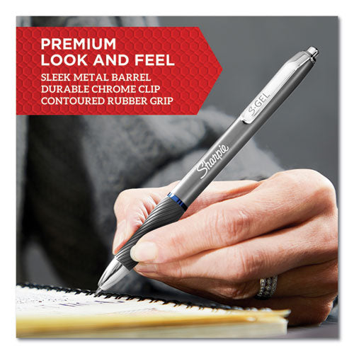 Image of Sharpie® S-Gel 2147526 S-Gel Premium Metal Barrel Gel Pen, Retractable, Medium 0.7 Mm, Black Ink, Champagne Barrel, Dozen
