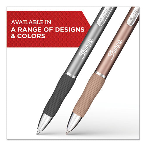 Image of Sharpie® S-Gel 2147526 S-Gel Premium Metal Barrel Gel Pen, Retractable, Medium 0.7 Mm, Black Ink, Champagne Barrel, Dozen