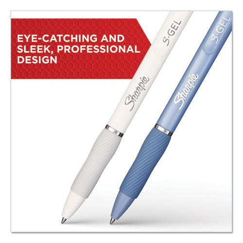 Image of Sharpie® S-Gel 2126232 S-Gel Fashion Barrel Gel Pen, Retractable, Medium 0.7 Mm, Black Ink, Frost Blue Barrel, Dozen