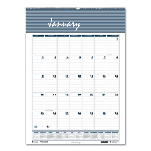Image of 12-Month Wall Calendar - Wirebound - 2026 - 15-1/2" x 22", 1 Each