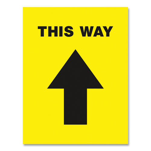 Image of Avery® 83022 Social Distancing Floor Decals, 8.5 X 11, This Way, Yellow Face, Black Graphics, 5/pack