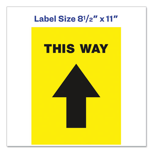 Image of Avery® 83022 Social Distancing Floor Decals, 8.5 X 11, This Way, Yellow Face, Black Graphics, 5/pack