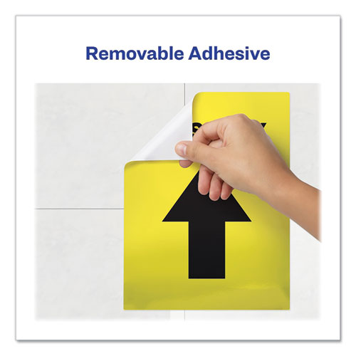 Image of Avery® 83022 Social Distancing Floor Decals, 8.5 X 11, This Way, Yellow Face, Black Graphics, 5/pack