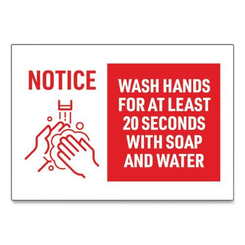 Image of Avery® 83175 Preprinted Surface Safe Wall Decals, 10 X 7, Wash Hands For At Least 20 Seconds, White/red Face, Red Graphics, 5/pack