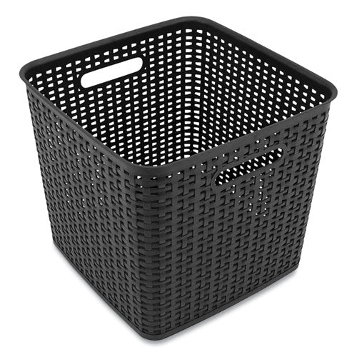 Image of Advantus 37519 Plastic Weave Bin, Extra Large, 12.6" X 11.1" X 16.6", Black