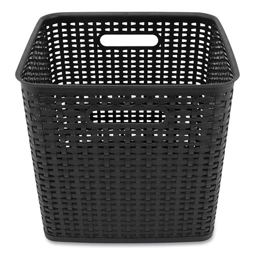 Image of Advantus 37519 Plastic Weave Bin, Extra Large, 12.6" X 11.1" X 16.6", Black