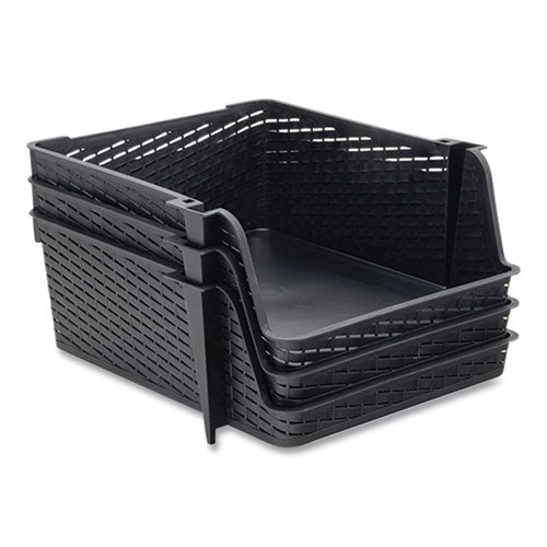 Image of Advantus Nest and Stack Open Lid Storage Bin, 13.5" x 15" x 8.5", Black, 3/Pack