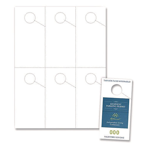 Image of Blanks/USA® PPH06057SWH Micro-Perforated Parking Pass, 110 lb Index Weight, 8.25 x 11, White, 6 Passes/Sheet, 50 Sheets/Pack