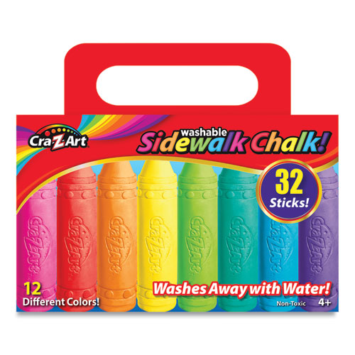 Image of Cra-Z-Art® 10817N-6 Washable Sidewalk Chalk, 12 Assorted Colors, 32 Sticks/box