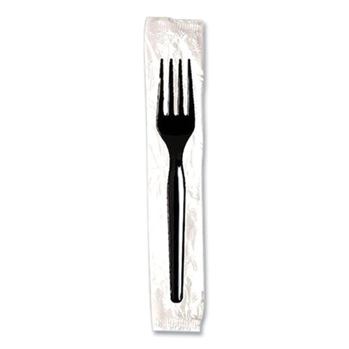 Image of DixieÂ® Individually Wrapped Mediumweight Polystyrene Cutlery, Fork, Plastic, Black, 1,000/Carton