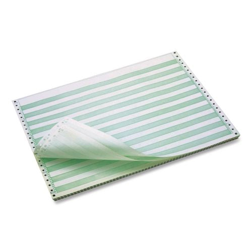 Image of TST/Impreso, Inc. 7810010 Continuous Feed Computer Paper, 1-Part, 18 lb Bond Weight, 11 x 14.88, White/Green Bar, 3,100/Carton