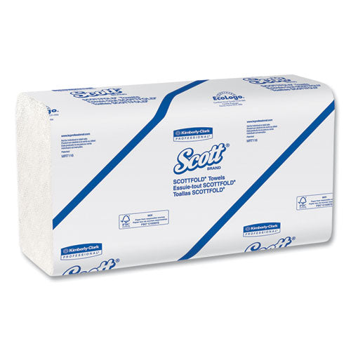 Image of Scott® 45957 Essential Low Wet Strength Multi-Fold Towels, 1-Ply, 9.4 x 12.4, White, 175/Pack, 25 Packs/Carton