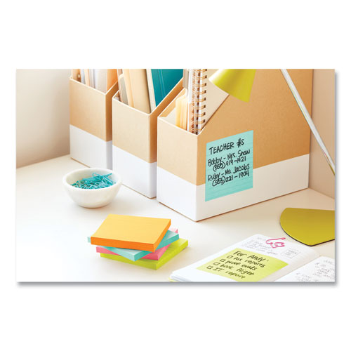 Image of Post-it® Notes Super Sticky 4423-15SSMIA Pads in Supernova Neon Colors, (6) Unruled 2" x 2", (5) Unruled 3" x 3", (4) Note Ruled 4" x 4", 45 Sheets/Pad, 15 Pads/Set