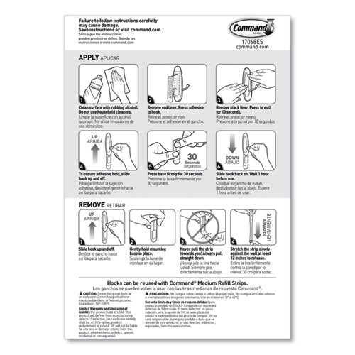Image of Command 1706513NA Medium Wire Hooks, Metal Wire, Silver/White, Supports 2 lb, 13/Pack