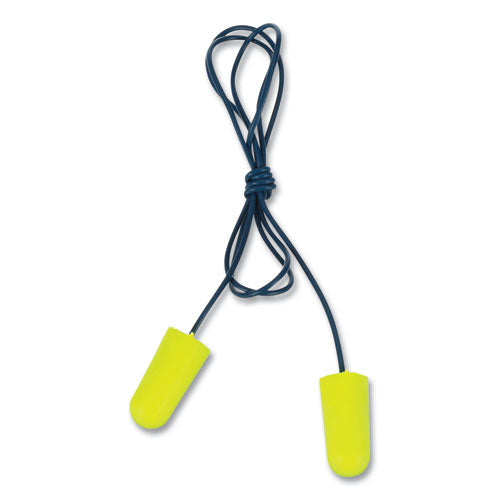 Image of 3M 311-4106 E-A-Rsoft Metal Detectable Soft Foam Earplugs, Corded, 32 dB NRR, One Size Fits Most, Yellow Bullet Plugs, 200/Box