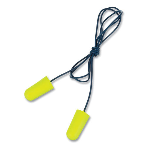 Image of 3M 311-4106 E-A-Rsoft Metal Detectable Soft Foam Earplugs, Corded, 32 dB NRR, One Size Fits Most, Yellow Bullet Plugs, 200/Box