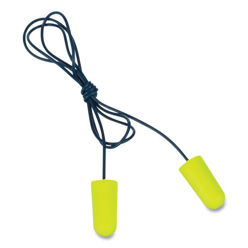 Image of 3M 311-4106 E-A-Rsoft Metal Detectable Soft Foam Earplugs, Corded, 32 dB NRR, One Size Fits Most, Yellow Bullet Plugs, 200/Box