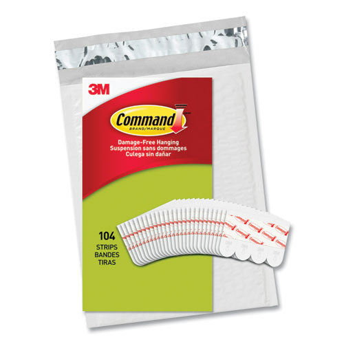 Image of Command 17024104NA Poster Strip Pairs, Holds Up to 1 lb, 0.63" x 1.75", White, 104/Pack
