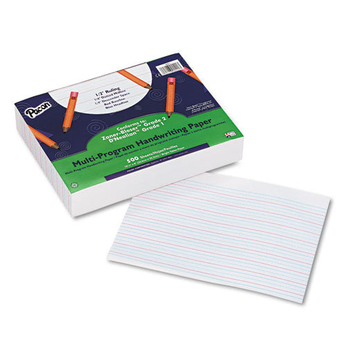 Image of Pacon® P2421 Multi-Program Handwriting Paper, 16 Lb, 1/2" Long Rule, One-Sided, 8 X 10.5, 500/pack