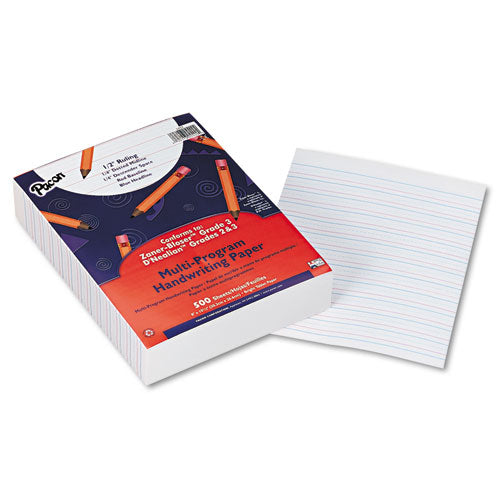 Image of Pacon® P2422 Multi-Program Handwriting Paper, 16 Lb, 1/2" Short Rule, One-Sided, 8 X 10.5, 500/pack
