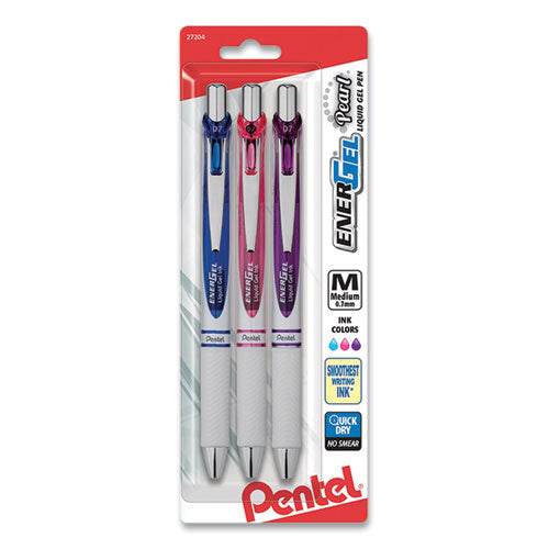 Image of Pentel® BL77WBPS3M2 EnerGel Pearl Deluxe RTX Gel Pen, Retractable, Medium 0.7 mm, Assorted Ink and Barrel Colors, 3/Pack