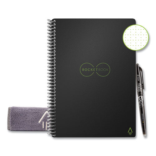 Image of Rocketbook RNCEDM-BLK Core Smart Notebook, Dotted Rule (4 sq/in), Black Cover, (18) 8.8 x 6 Sheets