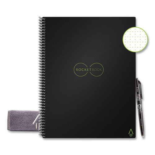 Image of Rocketbook RNCLDM-BLK Core Smart Notebook, Dotted Rule (4 sq/in), Black Cover, (16) 11 x 8.5 Sheets