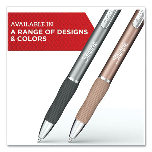 Image of Sharpie® S-Gel 2194707 S-Gel Premium Metal Barrel Gel Pen, Retractable, Medium 0.7 Mm, Black Ink, Champagne Barrel, 2/pack