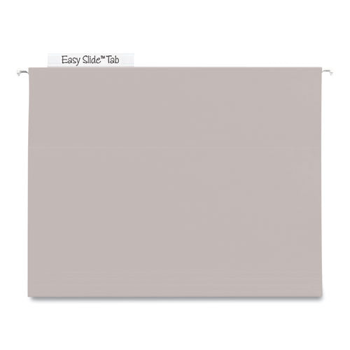 Image of Smead 64242 TUFF Extra Capacity Hanging File Folders with Easy Slide Tabs, 4" Capacity, Letter, 1/3-Cut Tabs, Steel Gray, 18/Box