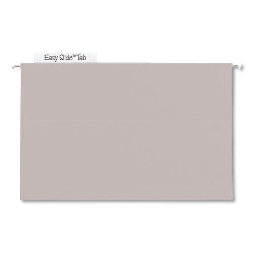 Image of Smead 64342 TUFF Extra Capacity Hanging File Folders with Easy Slide Tabs, 4" Capacity, Legal, 1/3-Cut Tabs, Steel Gray, 18/Box