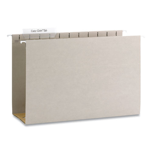 Image of Smead 64342 TUFF Extra Capacity Hanging File Folders with Easy Slide Tabs, 4" Capacity, Legal, 1/3-Cut Tabs, Steel Gray, 18/Box