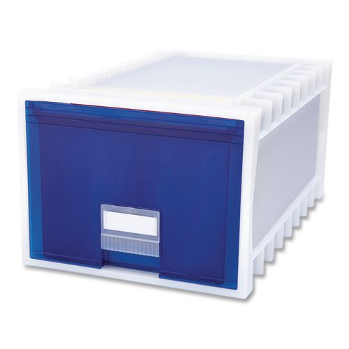 Image of Storex Archive Storage Drawers, Letter/legal Files, 15.3" X 24.25" X 11.38", Blue/white