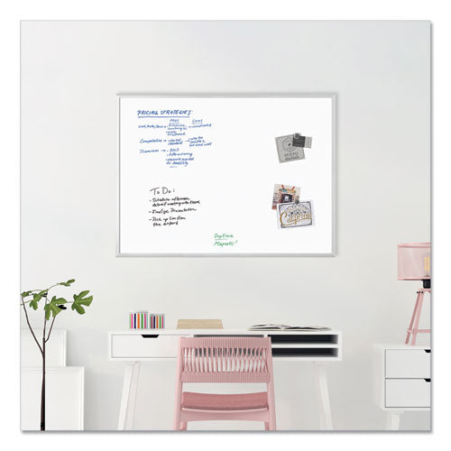 Image of U Brands 072U00-01 Magnetic Dry Erase Board with Aluminum Frame, 48" x 36" (Actual Size: 47" x 35"), White Surface, Satin Aluminum Frame