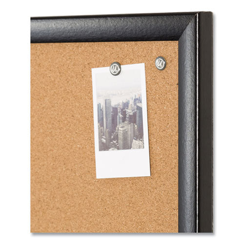 Image of U Brands Cork Bulletin Board, 36" x 24" (Actual Size: 35" x 23"), Tan Surface, Black Wood Frame