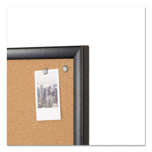 Image of U Brands Cork Bulletin Board, 48" x 36" (Actual Size: 47" x 35"), Tan Surface, Black Wood Frame