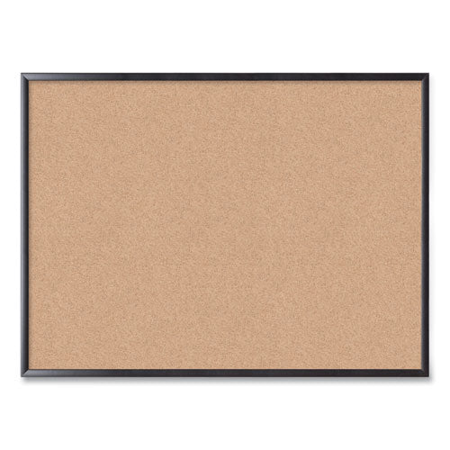 Image of U Brands Cork Bulletin Board, 48" x 36" (Actual Size: 47" x 35"), Tan Surface, Black Wood Frame