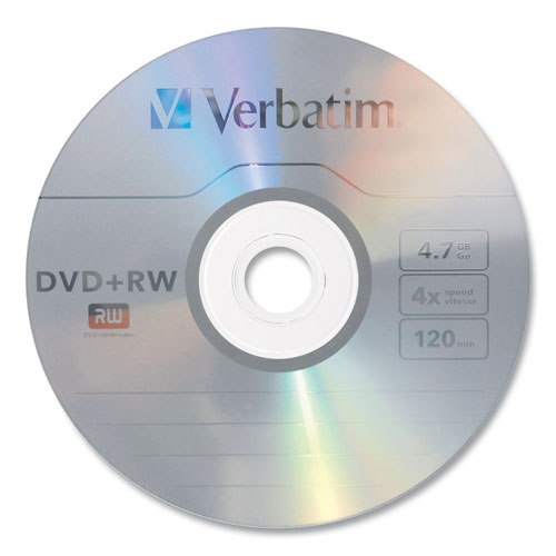Image of Verbatim® 94839 Dvd+rw Rewritable Disc, 4.7 Gb, 4x, Slim Jewel Case, Silver, 10/pack