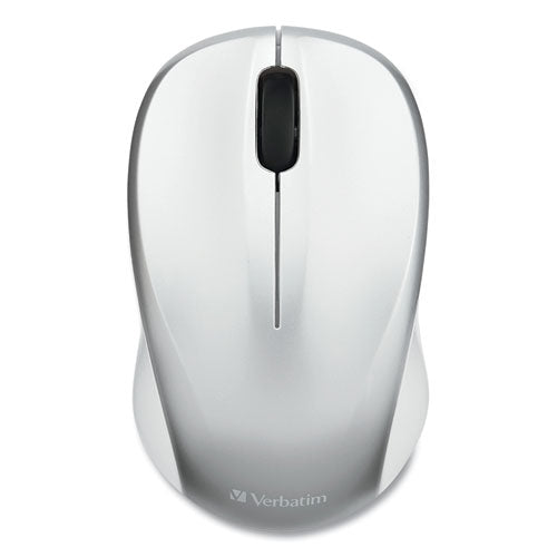 Image of Verbatim® 99777 Silent Wireless Blue Led Mouse, 2.4 Ghz Frequency/32.8 Ft Wireless Range, Left/right Hand Use, Silver